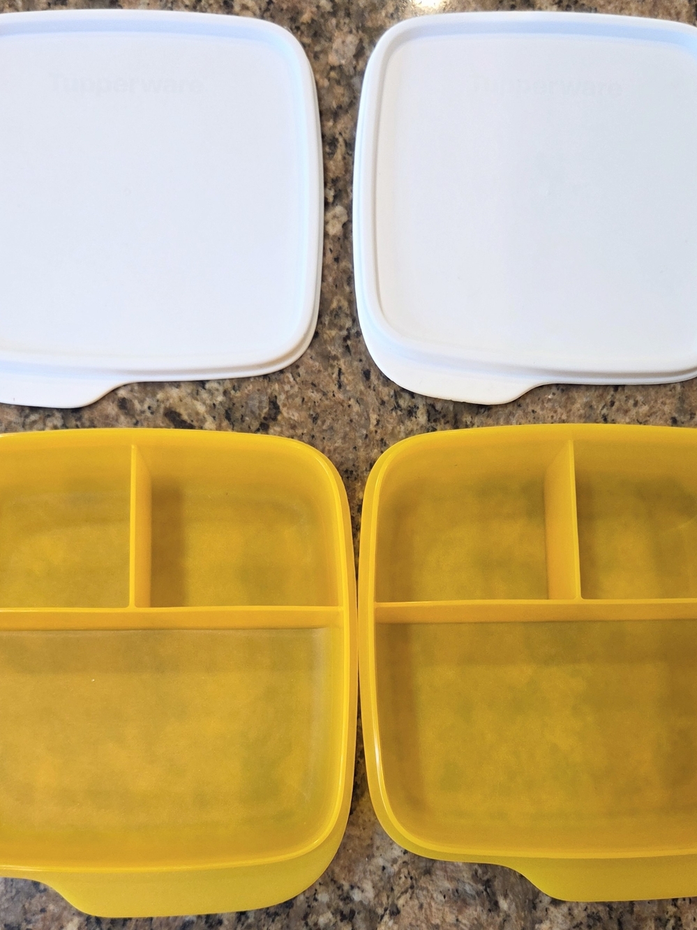 Tupperware Portion Squareaway Square Lunch Meal Storage 2 Containers Yellow